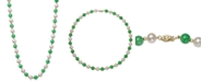 Macy's Cultured Freshwater Pearl and Jade Necklace in 14k Gold